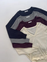 [wool50%] Danny Deep V-Neck Over Fit Knit