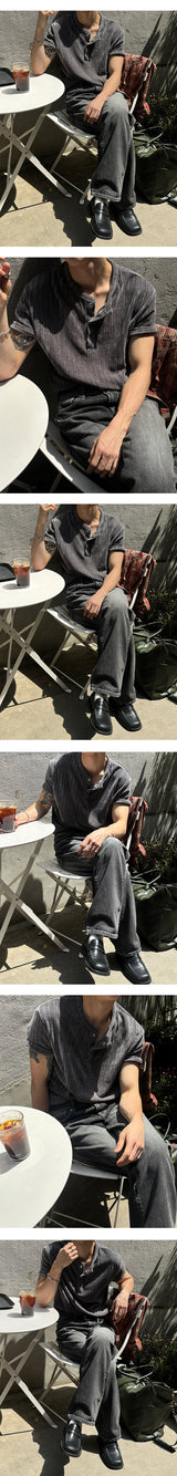 [S/S] Velvet henry neck half knit(3color)