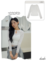 embroidered white lace long-sleeved T-shirt