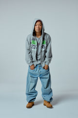Street league artwork damage washing hoodie zip-up (Melange)