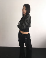 Stud belt boots cut pants