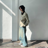 Faded Panel Wide Denim