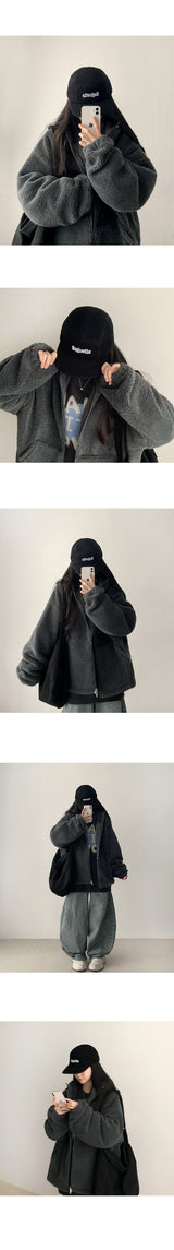 May Baguette Embroidered Lettering Fleece Campcap