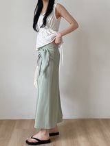 [Scarf SET] Pleated H-Line Long Skirt