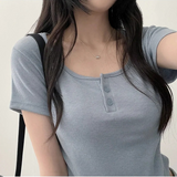 デーモスパンボタンショートスリーブTシャツ