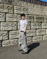 ビオングレーウォッシュカーゴデニムパンツ
