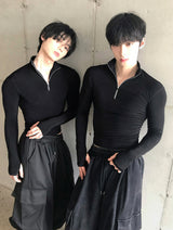 ハーフジップ ウォーマー スリムフィット トップ
