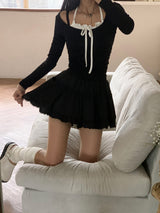  Mellow Frill Banding A-Line Mini Skirt (2 Colors)