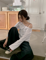 KIワンショルダールーズロングスリーブTシャツ (5color)