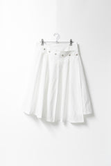 snap button unbal pleats skirt(2colors)
