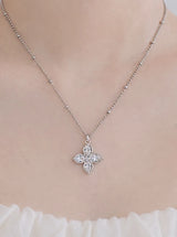 [NMIXX ジウ Necklace] ルナ ブロッサム レイヤード ネックレス - Silver color