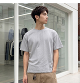 メンズコットンショートスリーブクロップT ダークグレー