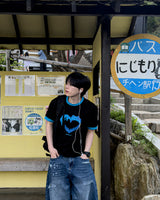 Blue Heart Ringer T-Shirt