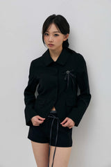 SWAN CROP JACKET / BLACK