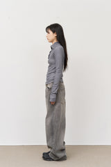 (W) Iron High Button Top