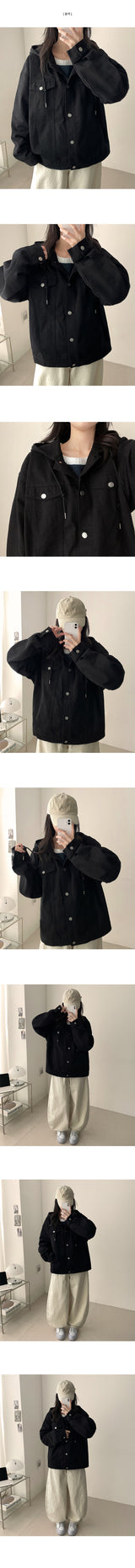 Maro Cotton Pocket Button Hooded Jacket