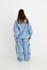 DSXBS SUPER WIDE POCKET VENTILATION WAX REAL DENIM PANTS VINTAGE BLUE