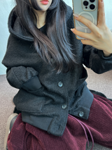 ミンクフリース🐑ビッグコーデュロイパッチバルーンパンツ❤🤍🖤🤎4カラー