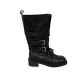 クロスバックルスタッデッドミッドブール