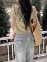 ND Basic Rib Crop Short Sleeve T-shirt (6color)