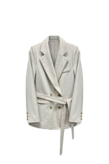 CLASSY HERRINGBONE WOOL JACKET / IVORY