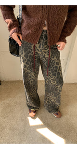 Leopard Cotton Wide Pants