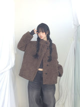 highneck puffy fur jacket