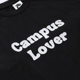 エンボスキャンパスラバーブラックショートスリーブTシャツ [Unisex]