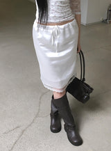 Oin Satin Lace Midi Skirt