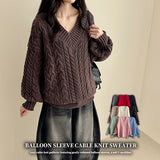 Raon Balloon Twisted V-Knit