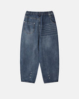 Reverse curved cut denim