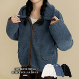 Onte color matching pocket fleece collar zipup