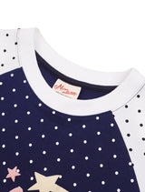 オーバーサイズフィット ラグランドットTシャツ ネイビー (FCF3TS648W)