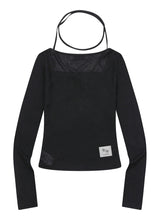 リアレレイヤードストラップホルターネックロングスリーブT(3COLOR)
