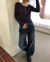 ダイン ローライズ ワイドレッグ デニムパンツ