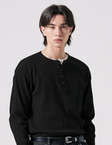 26SS★ Textured Henley Neck Long Sleeve T-Shirts