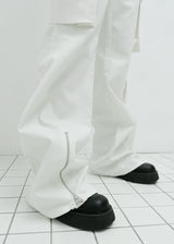 ZIPPER CARGO PANTS, WHITE