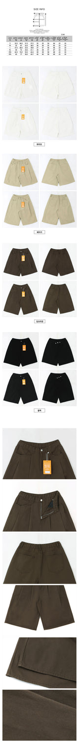 レトロウエストバンドピンタックコットンバミューダパンツ [short, basic selection]