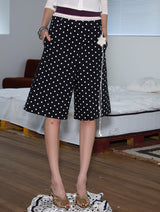 rirri 25 Spring/Summer Collection - Casual Black & White Polka Dot Cropped Pants (High-Density 100% Cotton)