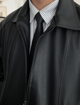 Wayne Vintage Crack Leather Zip-Up Jacket