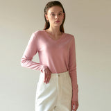 SOFT V NECK KNIT_PINK