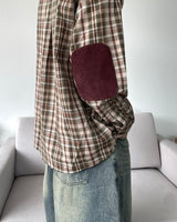 エルボーパッチチェックシャツ