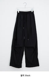 [unisex] Hippie Pintuck String Parachute Wide Banding Pants
