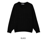 [U-BASIC] ヒナVネックケーブルニット