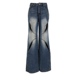 Stud Cat Eye Cut out denim pants
