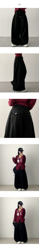 Kinph Fresh Side Pin Tuckバックポケットスウェットワイドパンツ