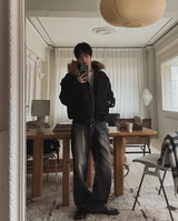 Rough Cat Brush Wide Denim Pants