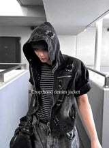 Cray Denim Short-sleeved Hooded Jacket