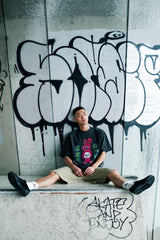 "SECOND RABBIT" PRINTED S/S WASHED T-SHIRT