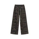 Zip Drawstring Loose Straight Casual Pants